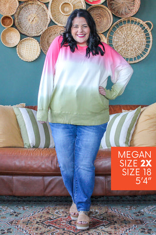 Ombre Crew Neck, Watermelon