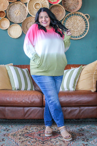 Ombre Crew Neck, Watermelon